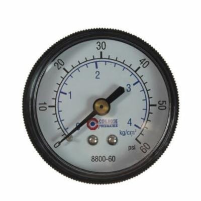 Coilhose® 8800-60 Analog Dry Round Pressure Gauge, 0 to 60 psi Pressure, 1/4 in NPT Connection, 2 in Dia Dial, +/- 3-2-3 % Accuracy